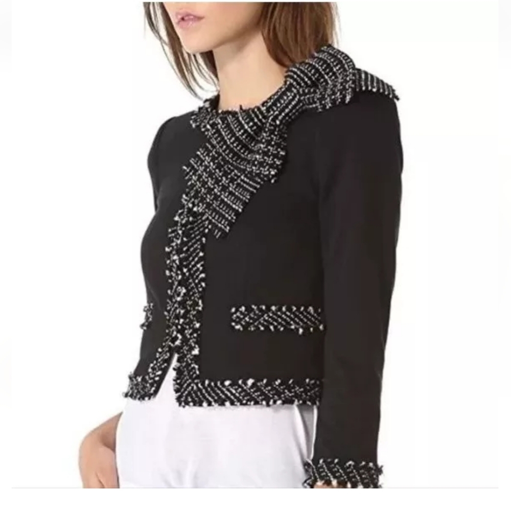 Alice + Olivia Black and White Tweed Blazer - Picture 2 of 15